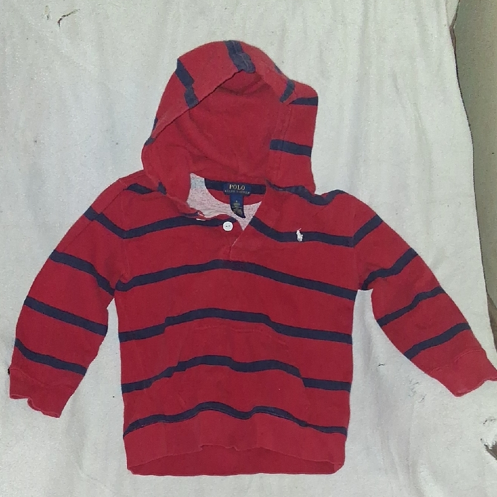Polo by Ralph Lauren Kids Hoodie in Red with Navy Stripes